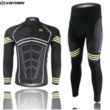 XINTOWN для мужчин Велоспорт Джерси комплект одежды нагрудник шорты черный с длинным рукавом MTB Дорога дышащая велосипедная куртка 3D Pad Ourdoor спортивная одежда