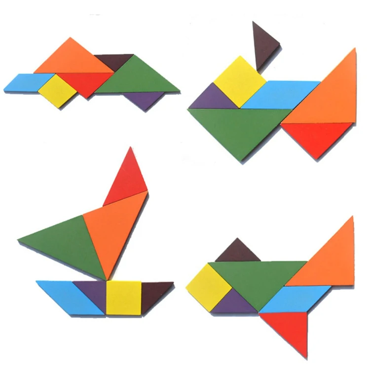 Деревянная головоломка Tangram 7 шт., игрушки для детей, красочные Обучающие Развивающие кубики, игра, умные игрушки