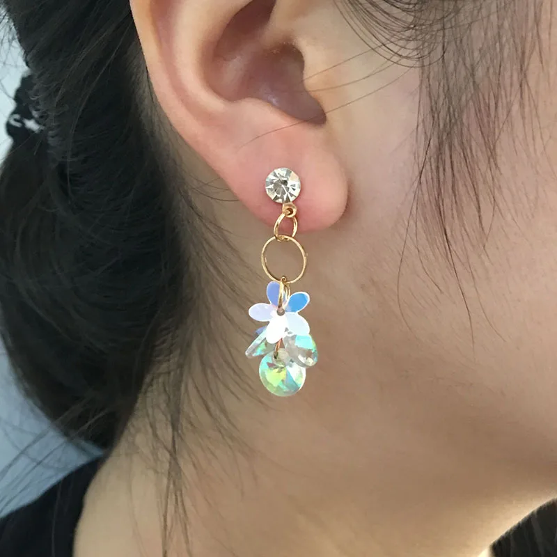 

TDQUEEN AB Crystal Women Earrings Korean Style New Fashion Jewelry Earings Best Gift Party Zircon Pendant Statement Stud Earring