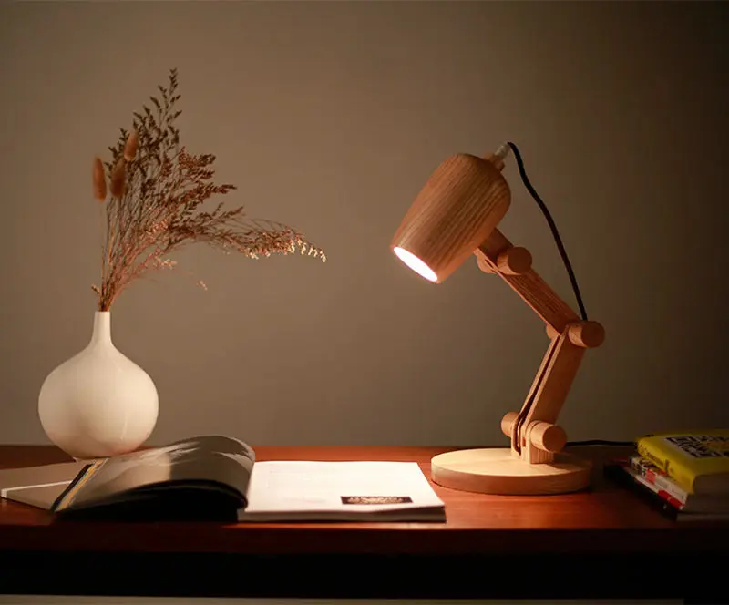 Newest Design Wood Table lamps Desk light Living Room Bedroom Decor 110-240V solid wood table lighting (2)