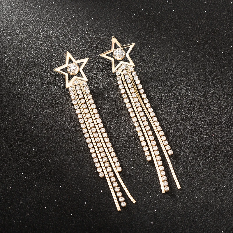 

YFJEWE New Gold\Silver Star Dangle Earrings Earrings For Women Girls's Star Dangle Earrings Fashion Party Jewelry E537