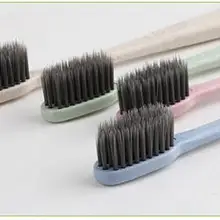 4 шт./лот Двухместный Ultra Soft Зубная щётка пшеницы здоровым Гигиена полости рта Кисточки чистке Средства ухода за мотоциклом полостью рта уголь Зубная щётка Здоровье и гигиена