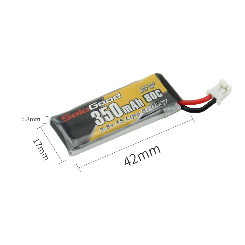 5 шт. SoloGood Lipo батареи 1S 3,8 V 350mAh 80C перезаряжаемые батареи с PH2.0 разъем для внутреннего гоночного дрона игрушки