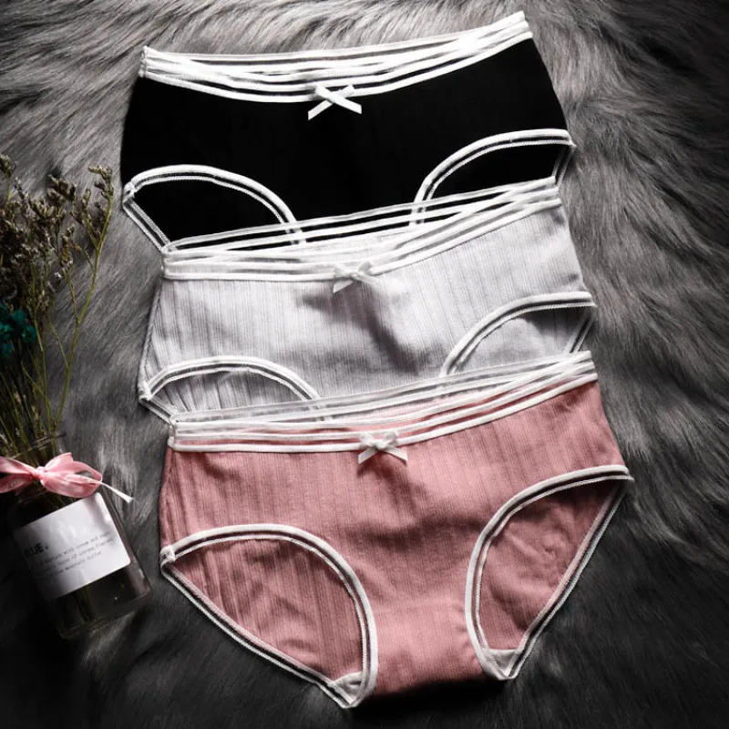 Spiral Pattern Cotton Women Underwear Bow Tie Cute Lovely Girls Panties