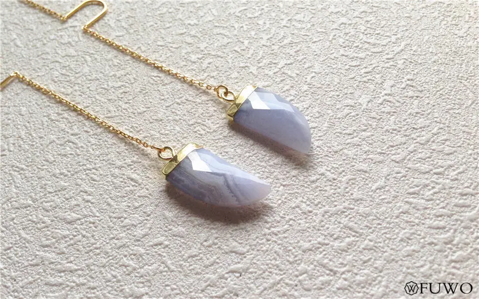 Natural Blue Agate Earrings 10