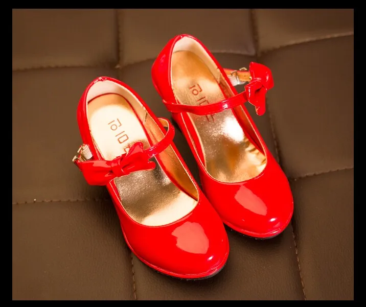 Fashion Patent Sandals High Heels Children Princess Shoes Spring Children Shoes Girls Sandals Pink Red Black