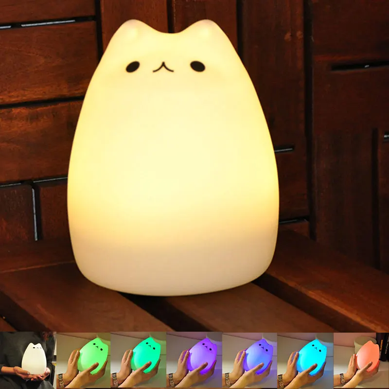 

HOT Cute Kawaii Cat Lamp Silicone Kitty USB Rechargeable Night Light Lamp for Kids Toddler Girls TI99