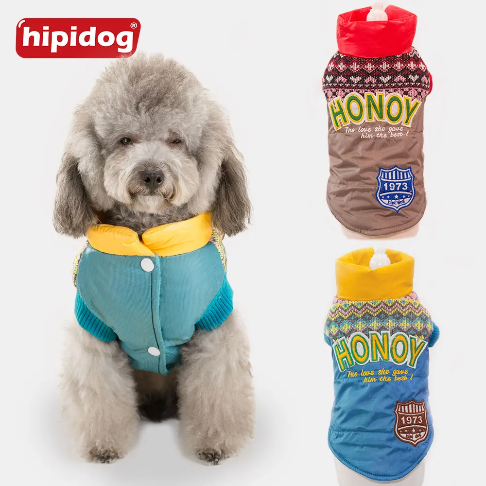 

Hipidog Pet Doggies Coat Jacket for Small Dogs Letters Fall Winter Warm and Fashion Lapel Clothes Costome Apparel Pet Supplies