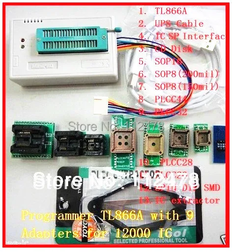 XGECU V9.00 русский и английский программное обеспечение TL866cs TL866A TL866II плюс USB универсальный биос программист+ 10 IC Адаптеры