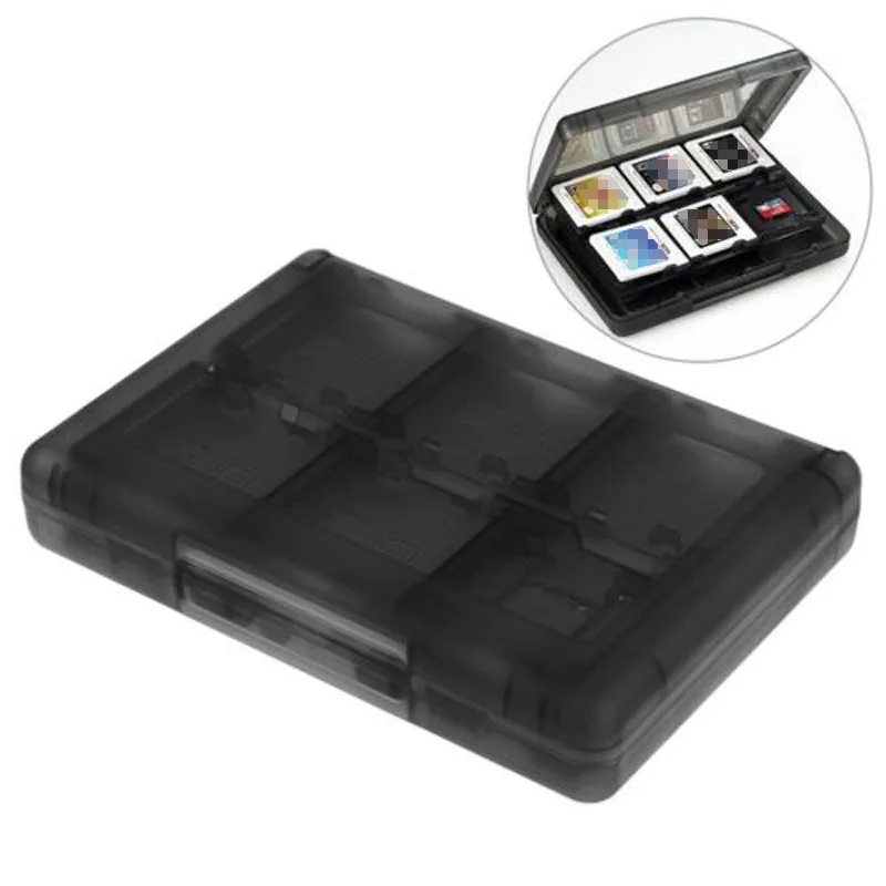

Mayitr 1pc 28 in 1 Game Card Case Holder Durable Hard Plastic Cartridge Storage Box for Nintendo DS 3DS Black