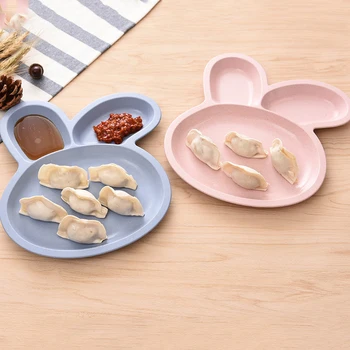 

Cute Cartoon Baby Bowl Feeding Food Tableware Wheat Straw Kids Training Dinner Plate Children Anti-hot Dishes Eating Dinnerware