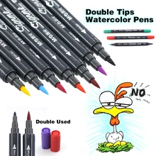 12/18/24 Watercolor Pen Colors Art Graphic Drawing Painting 0.6MM Double Tips Sketch Art Markers sets