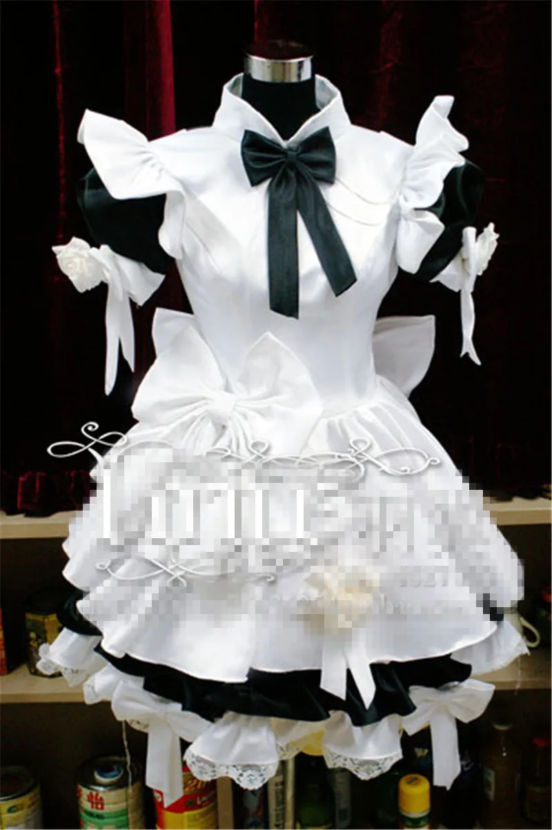 2018 Japanse Anime klassieke meid Cosplay Kostuum lolita zwart \\ wit jurk D