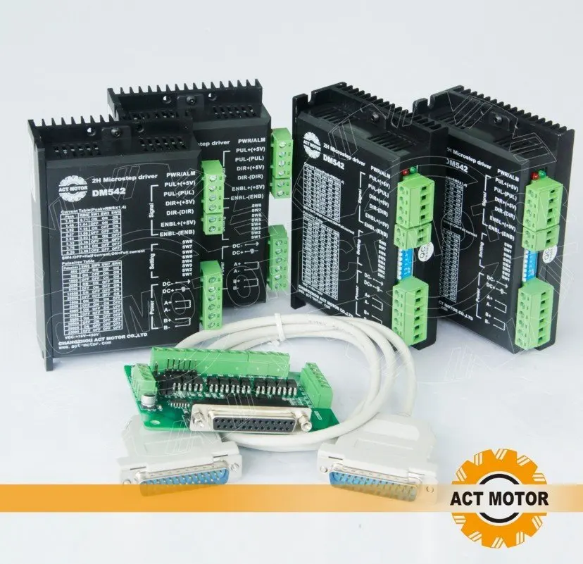 

free ship 4 axis nema23 stepper motor driver DM542 128micsteps,4.2A 18-50VDC+ 6AXIS BOARD