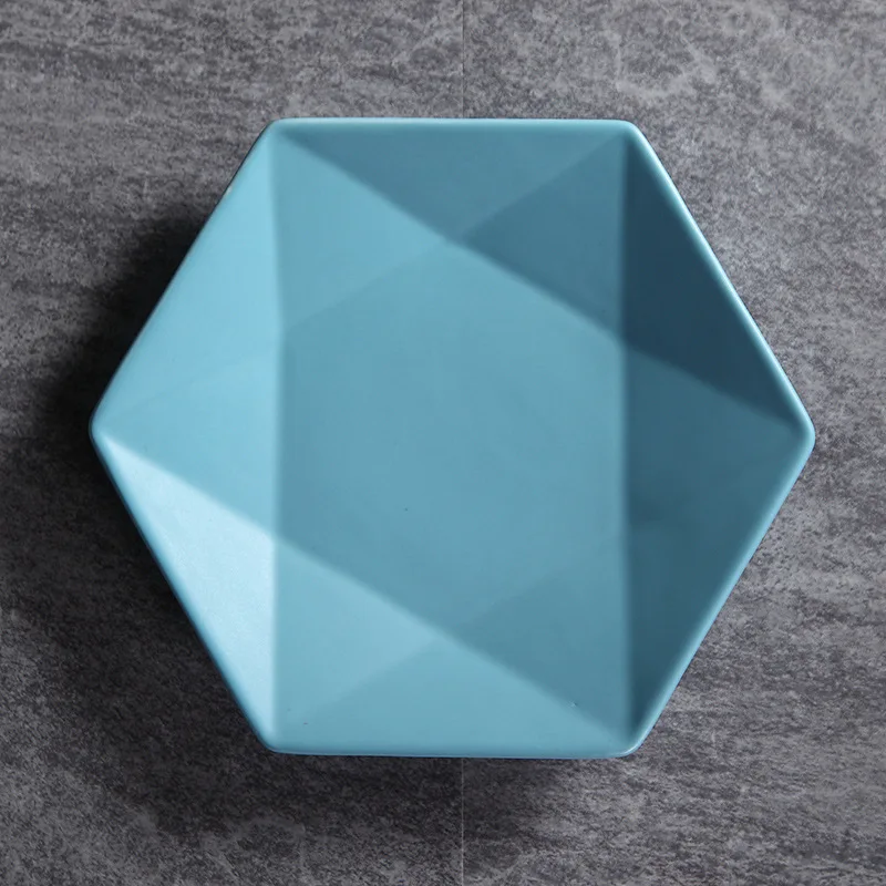 Lake Blue Креативная Скандинавская керамическая матовая Шестигранная тарелка стейк, пицца Западная тарелка ins салатная тарелка столовая посуда 6 дюймов/8 дюймов блюдо - Цвет: Lake Blue