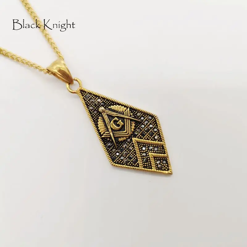Черный рыцарь Bling нержавеющая сталь масонский Бесплатный масон, масонство бесплатно и принимаются хрустальные подвески ожерелье BLKN0774