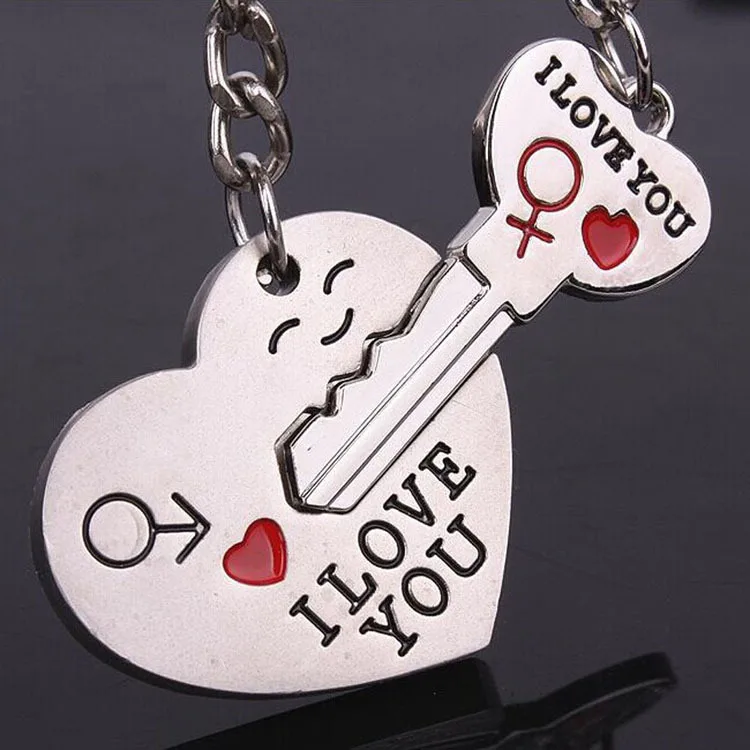 Drop Shipping Couple Gift Heart Key Shaped Keychain Set Valentine's Day Love Gift Drop Shipping Couple Gift Heart Key Shaped Keychain Set Valentine's Day Love Gift