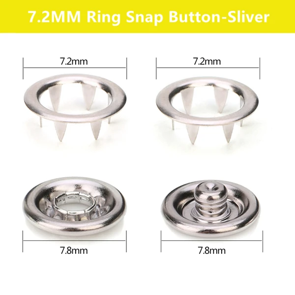 7.2MM-Sliver 30 комплектов посылка. Кнопки зубец. Детская одежда детская носить пуговицы с заклепками. Аксессуары для шитья. Костюмы и аксессуары - Цвет: 7.2MM-Sliver