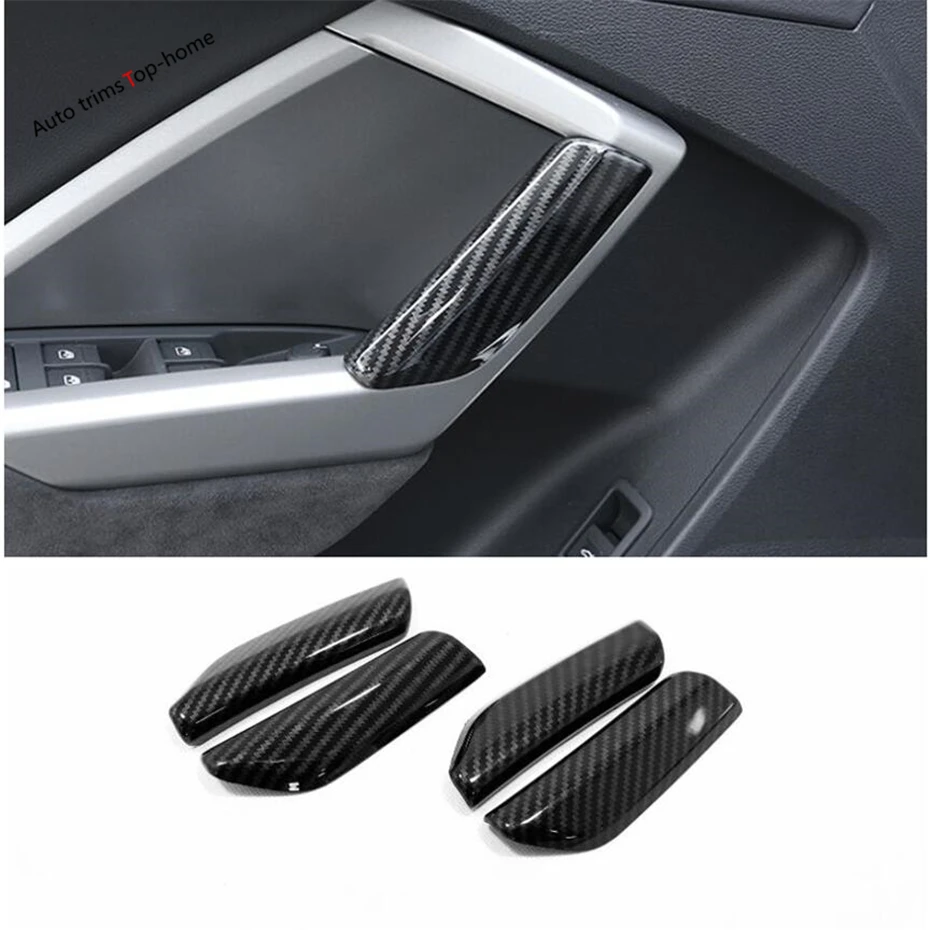 

Yimaautotrims Inner Door Armrest Doorknob Frame Cover Trim Fit For Audi Q3 2019 2020 Interior Mouldings Matte Carbon Fiber ABS