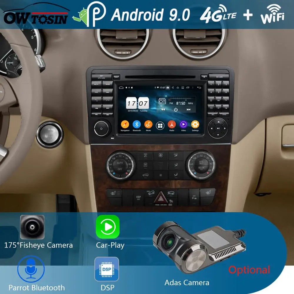 

7" IPS 8Core 4G+64G Android 9.0 Car DVD Player For Mercedes Benz ML GL Class W164 X164 GPS Head Unit Radio DSP Parrot BT CarPlay