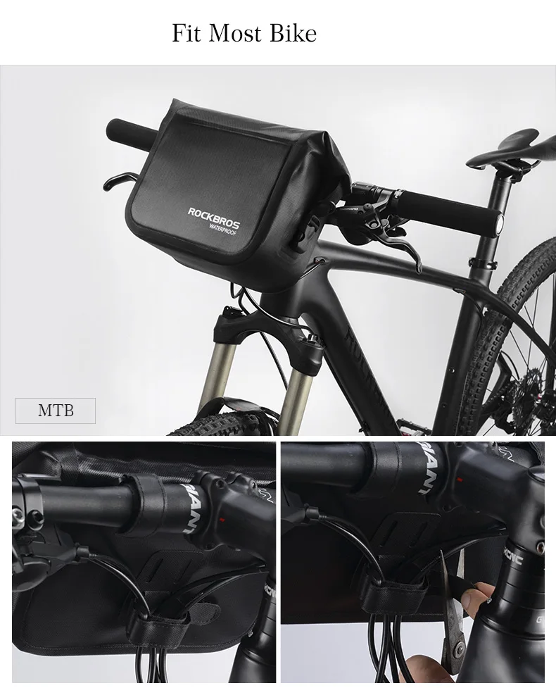 Clearance ROCKBROS 4L MTB Road Bicycle Bags Handlebar Folding Waterproof Reflective 2 In 1 Shoulder Rear Saddle Outdoor Bags Accessories 9