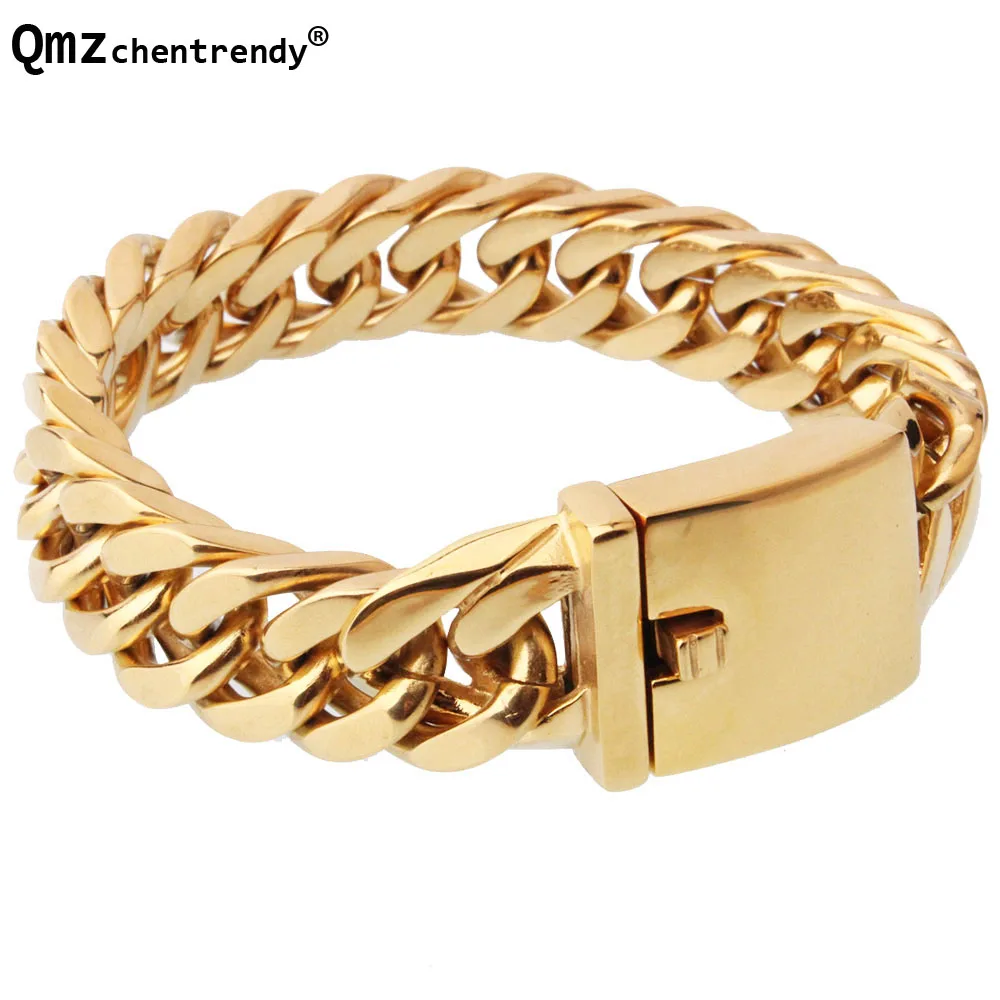 Мужской браслет в стиле хип хоп из нержавеющей стали 17 мм 22 см|men jewelry|boys wristbandchain