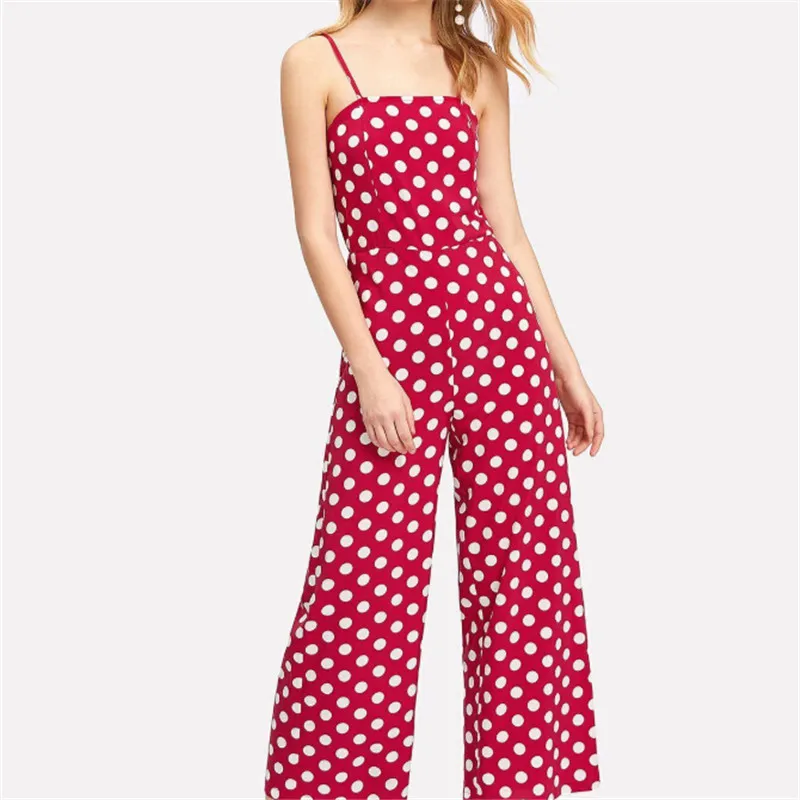 red and white polka dot playsuit