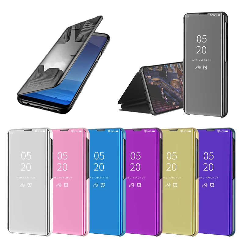Smart Sleep Mirror View Flip Leather Case For OPPO R19 R17 Pro R15 R11S Design Ultrathin Shockproof Phone Cover Stand Fundas | Мобильные