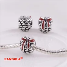 Подходит для соответственные Европейской Пандоре обаятельные Браслеты сосновая шишка бусины с красной эмалью 925 пробы Серебряные ювелирные изделия