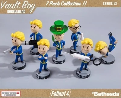 

7 Pcs Set Gaming Heads Fallout 4 Vault Boy 2 Generation Bobbleheads Series PVC Action Figure Toys 13 Cm