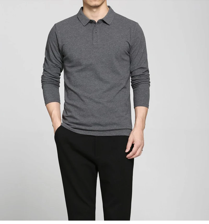 Мужские поло рубашка для мужчин с длинным рукавом Хлопок Slim Fit Harajuku плотная разноцветные рубашки поло Англия блузка повседневное База Топы корректирующи