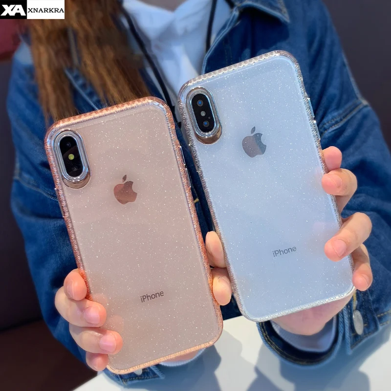 

Shine Glitter Powder Phone Case For iphone XS MAX XR X Shockproof Transparent TPU Soft Cases Cover For iphone 7 8 6 S Plus Funda