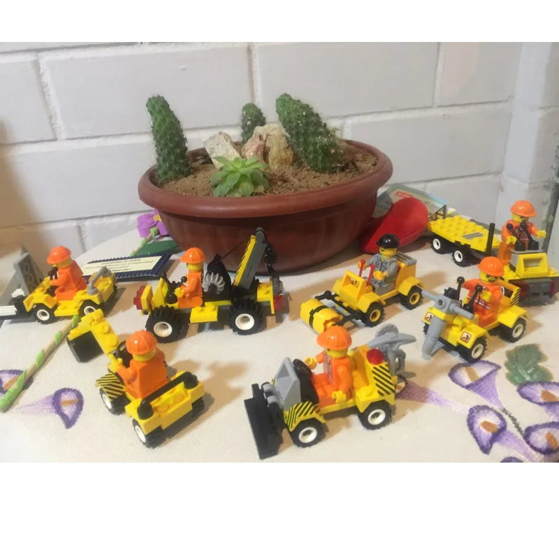 City Vehicles 7pcs Excavator Dumper Bulldozer Truck Building Blocks Model Compatible LegoINGly City Car