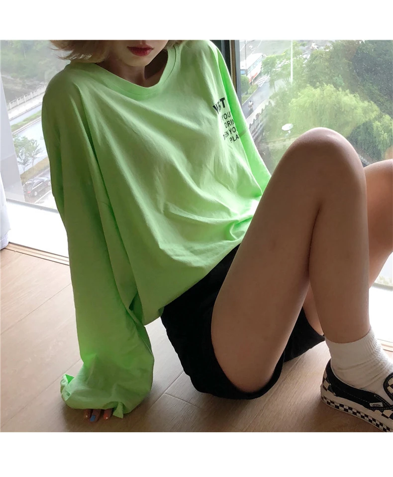 Oversized T-shirts Women long Sleeve Korean Style Students Loose tshirt Fashion Leisure All-match Womens Clothing Simple t shirt