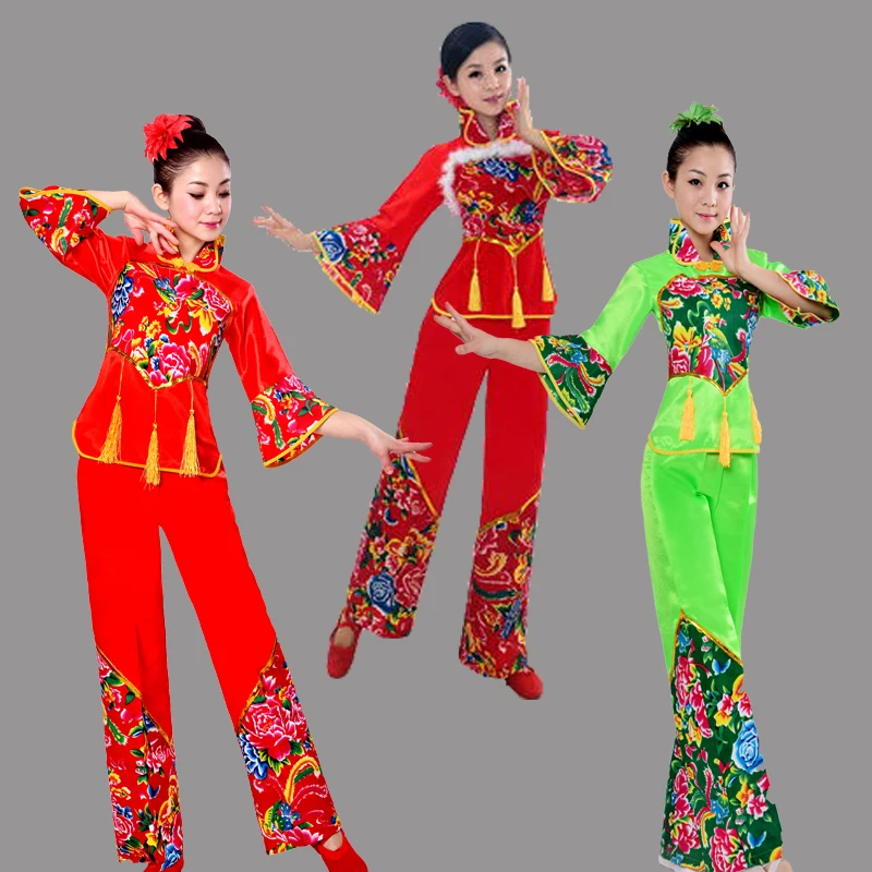 

New styles Yangge clothing women's national dance costumes fashion elegant waist drum fan dance costumes