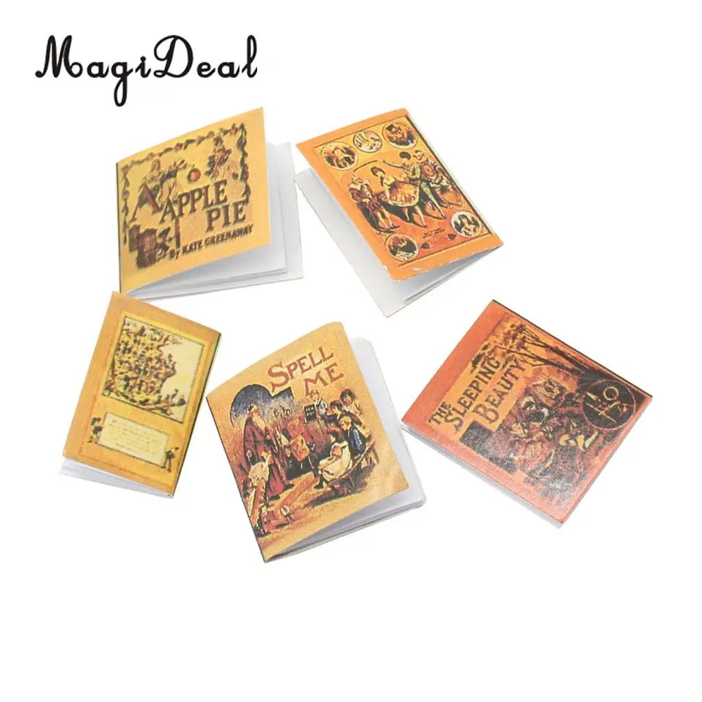 1/12 Dollhouse Miniature Accessories 5pcs Page-turning Books Model Rooms Life Scenes Decor