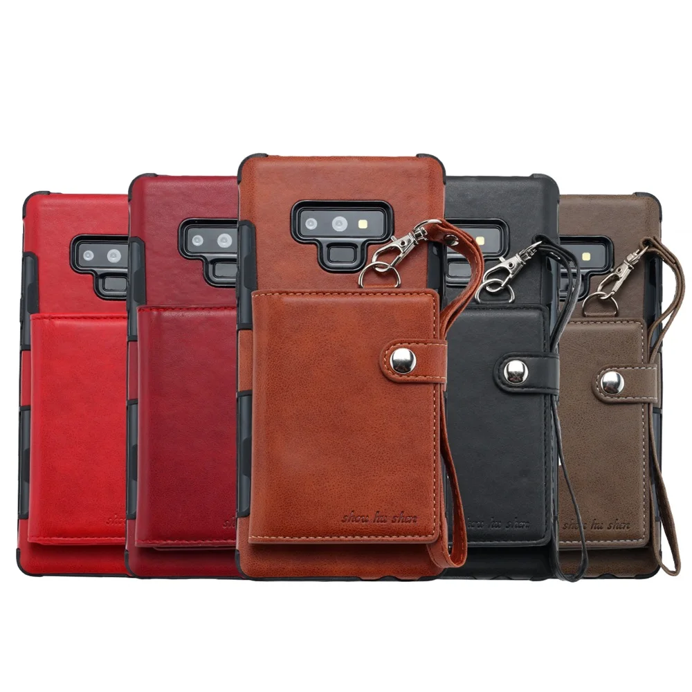 

WIT@WITACE Multi-card Slot Wallet Phone Case For Samsung Galaxy Note 8 9 With Hands Hang Rope Card Slot Cover for Samsung Note 9