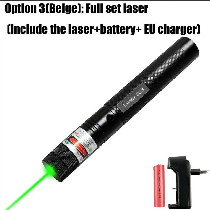 Лазерный яркий указатель 5 мВт 532 нм зеленый лазер 303 лазер verde ручка небесная звезда сжигание луч спичка для 18650 зарядное устройство - Цвет: Option 3