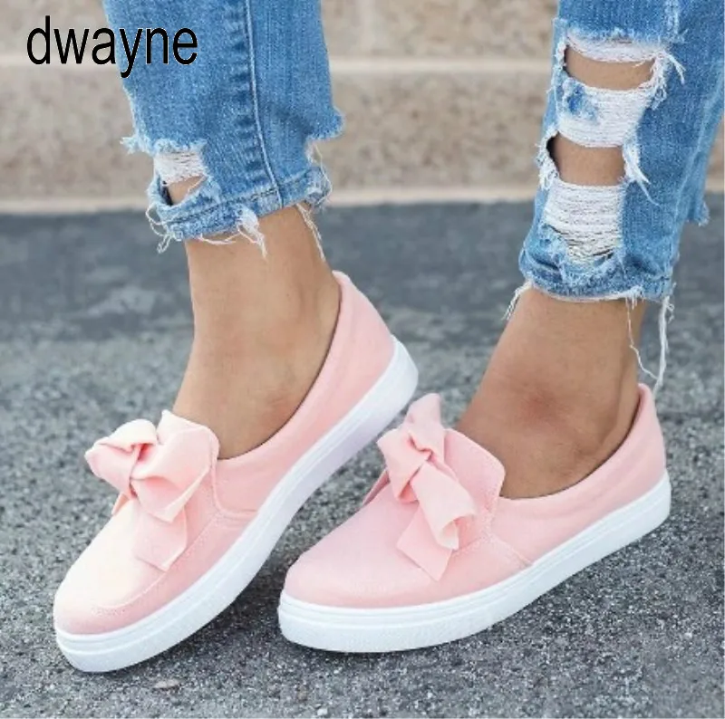 

Women Loafers Plus Size Platform Slip on Bowtie Flat Shoes Sewing Casual Bowknot Shoe for Female Flock Moccasins Sapato Feminino