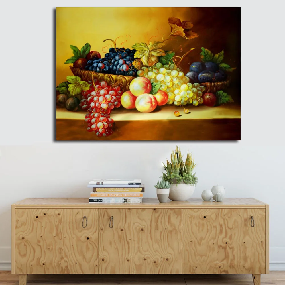 Dinding Seni Dekorasi Gambar Masih Hidup Cetak Kanvas Buah Lukisan