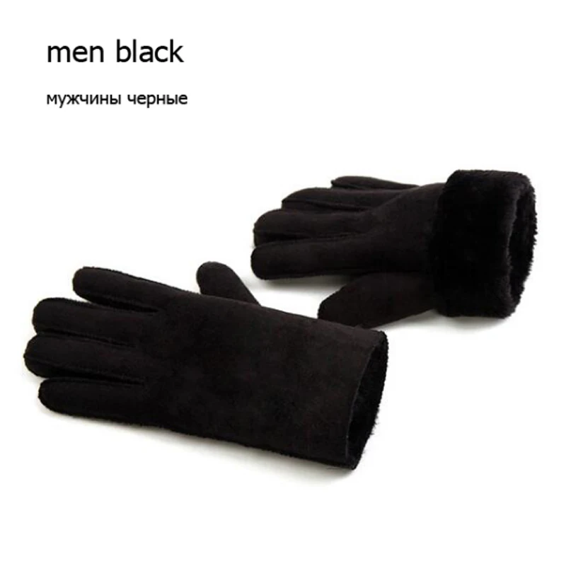 cotton gloves for men fashion winter gloves men women winter fur velvet thick couple warm faux leather gloves Outdoor Five Finger Wrist Mittens brown leather driving gloves Gloves & Mittens