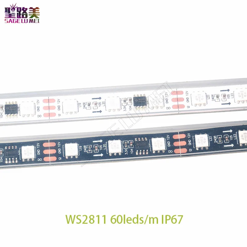 Светодиодная лента 5 м рулонов DC12V WS2811 led Пиксели программируемая Светодиодная лента 30/48/60 светодиодов/м, ws2811IC 5050 RGB SMD белый/черный PCB светодиодные полосы светильник