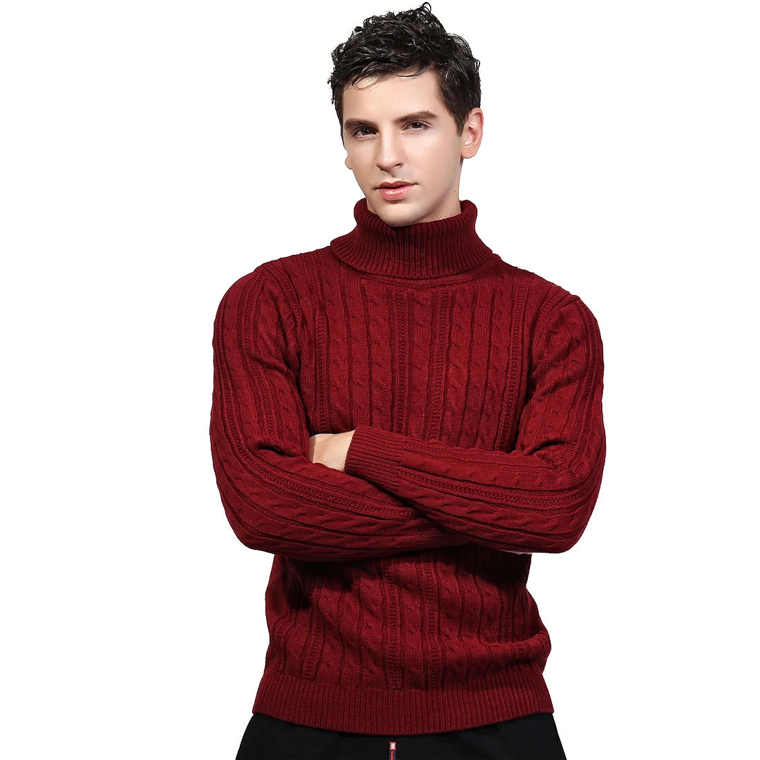 Winter Warm Men's Turtleneck Sweaters Knitted Pullover Solid Jumper ...