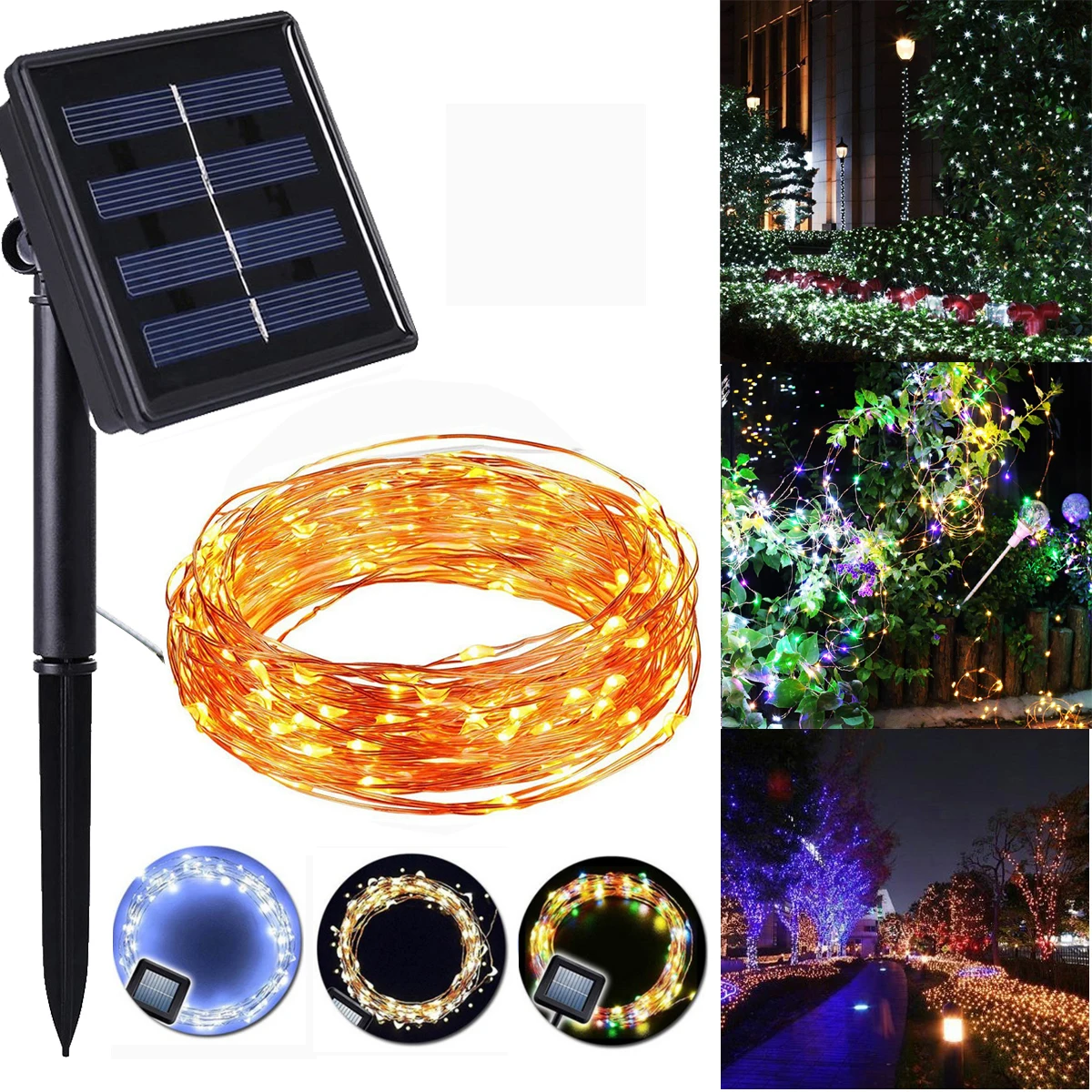 

200 led solar LED Light Waterproof LED Copper Wire String Holiday Outdoor led strip Christmas Party Wedding Decoration 20M