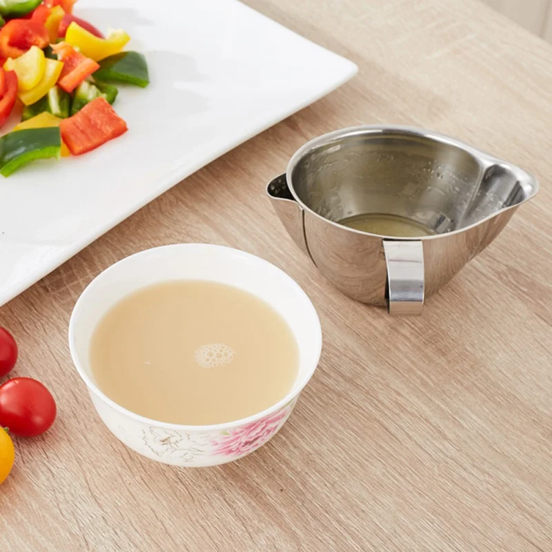 250/500ML Multi-use Stainless Steel Gravy Oil Soup Fat Separator Grease Oiler Filter Strainer Bowl Home Kitchen Cooking Tools