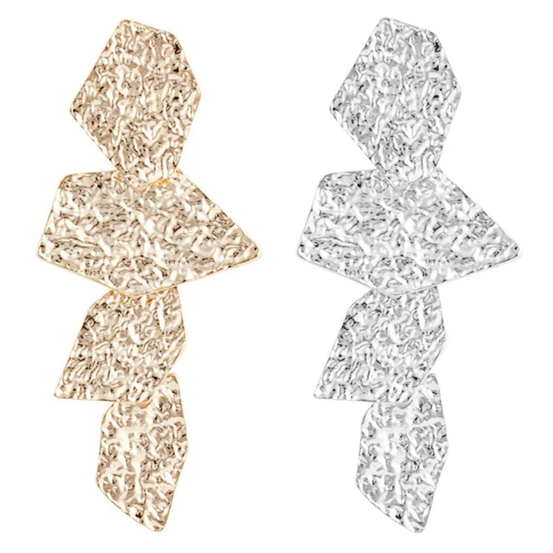 

Fashion Trends Earrings Gold And Silver Wave Irregular Alloy Pendant Earrings Hot Festival Gift