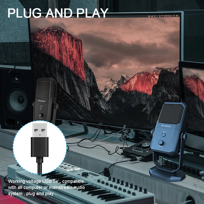 FELYBY профессиональный конденсаторный микрофон USB для записи игр подкастинга