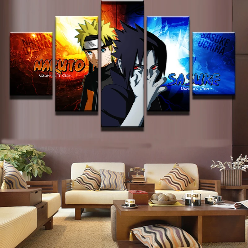 5 Pieces Modular Picture HD Printed NARUTO Canvas Painting Wall Art