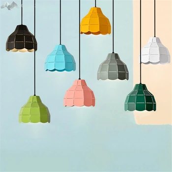 

Nordic modern personality hollow iron pendant lamps Macaron pendant lights for living room restaurant indoor lighting fixtures