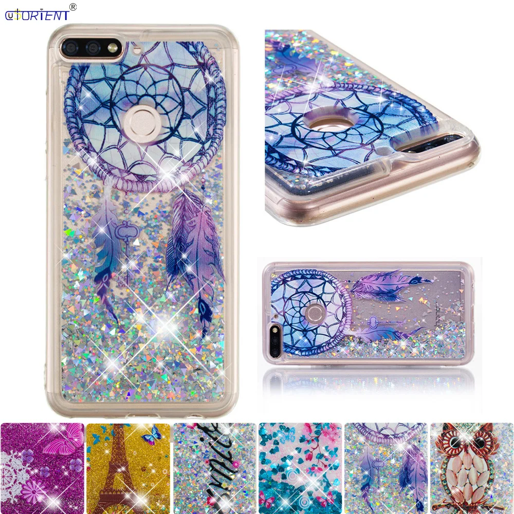 

For Huawei Honor 7C Pro Y7 Prime 2018 Glitter Case Nova 2 Lite LND-L29 LDN-LX2 LDN L21 TL10 L01 LX3 Cute Bling Liquid Full Cover